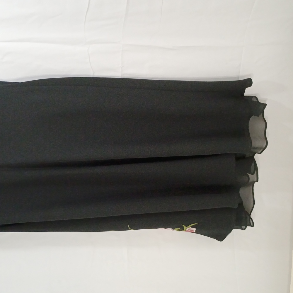 DRESSBARN, Black Midi Dress with Pink Floral Embroidery - Picture 6 of 9